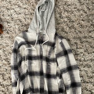 Oversized flannel with hood